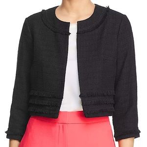 Karl Lagerfeld Frayed Tweed Cropped Jacket